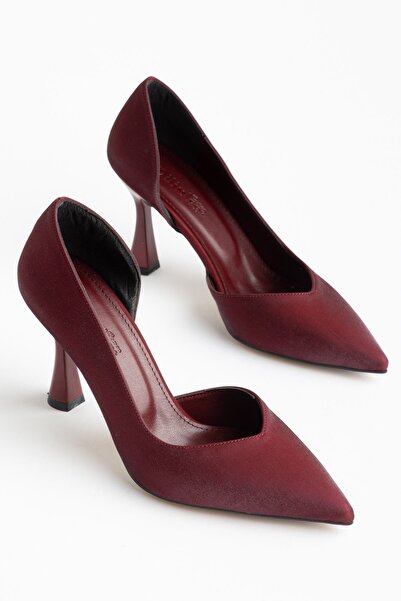 Dilimler Ayakkabı Plus Size Women's Stiletto Heel U Stiletto Burgundy Shiny S...