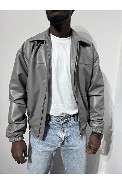 MEN Erkek oversize deri ceket