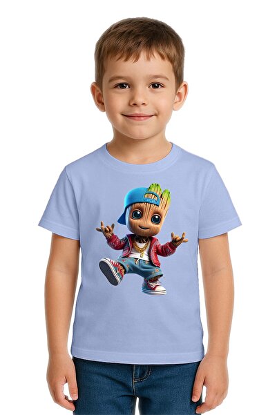 SEDİRLİ Unisex Groot Printed Kids T-Shirt Cotton Combed Cotton Fabric