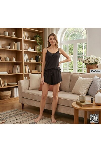 Pimody Γυναικείο Σετ Πιτζάμες με Κορδόνια και Σορτς D Δαντέλα