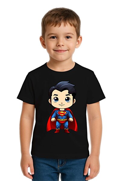 SEDİRLİ Tricou pentru copii unisex cu imprimeu Superman, din bumbac pieptănat