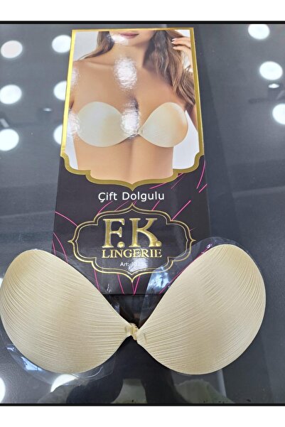 F.K Double Finger Padded Non-wired Microfiber Strapless Strapless Silicone Bra