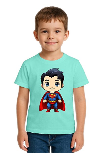 SEDİRLİ Tricou pentru copii unisex cu imprimeu Superman, din bumbac pieptănat