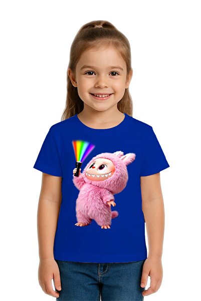 SEDİRLİ تي شيرت لابوبو مطبوع للأطفال للجنسين، قماش قطني ممشط قطن قطعة