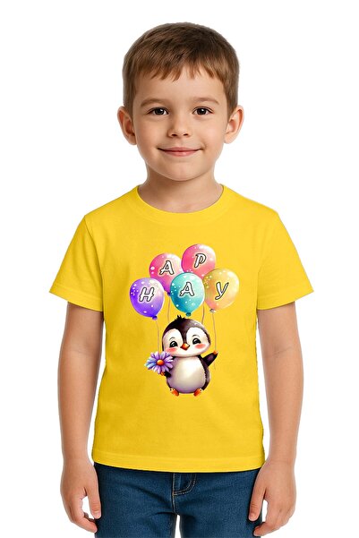 SEDİRLİ Unisex Penguin Penguin Printed Children's T-Shirt Cotton Count Combed...