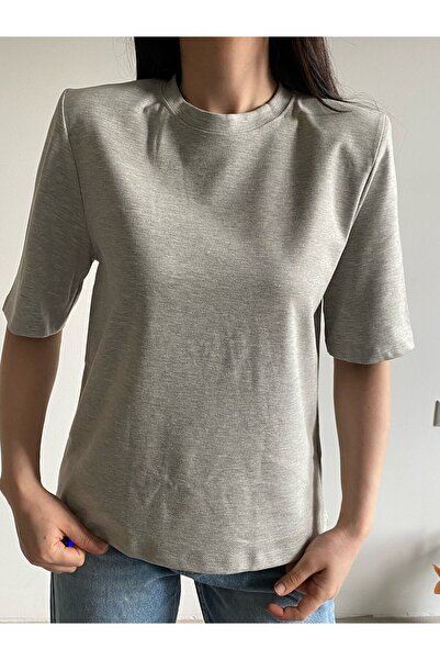 Bade Butik Gray Padded Basic T-Shirt