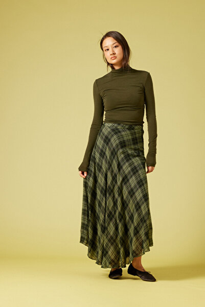 Nisan Checked Long Skirt