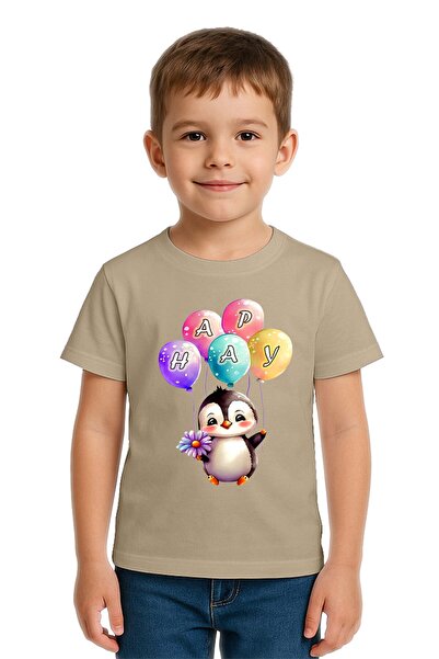 SEDİRLİ Unisex Penguin Penguin Printed Children's T-Shirt Cotton Count Combed...