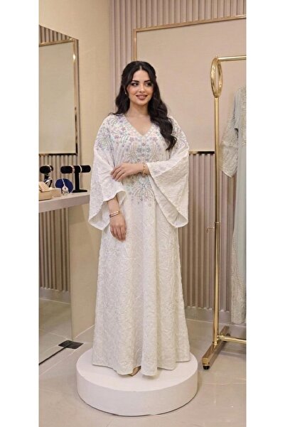 BRK فستان العيد / جلابية عيد خليجي صدر تطريز موديل فرايحي