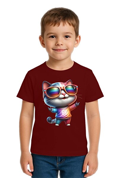 SEDİRLİ Tricou unisex pentru copii Cat cu imprimeu bumbac bucăți din bumbac m...