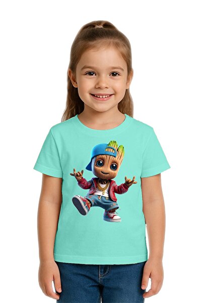 SEDİRLİ Unisex Groot Printed Kids T-Shirt Cotton Combed Cotton Fabric