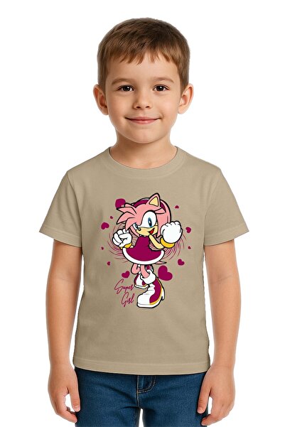 SEDİRLİ Tricou unisex Sonic Super Girl cu imprimeu pentru copii, bumbac bucăț...