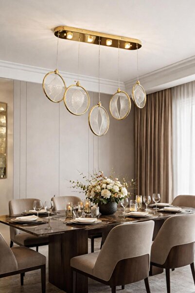 HOMSİ LED HALKA FLEXİ YEMEK MASA ÜSTÜ 5Li GOLD KUMANDALI 3 RENK