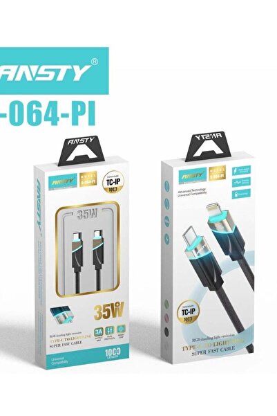 ANSTY S-064-PI Silicone Lightning Cable - Fast Charge (PD), Soft Touch & Tang...