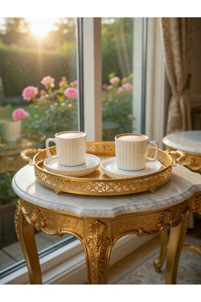 evinbizden Porcelain Coffee Cup Set for Patterned People with Striped Pattern