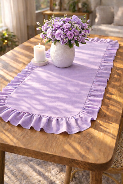 ŞAH TEXTILE DESIGN fırfırlı pamuk keten runner 40x110