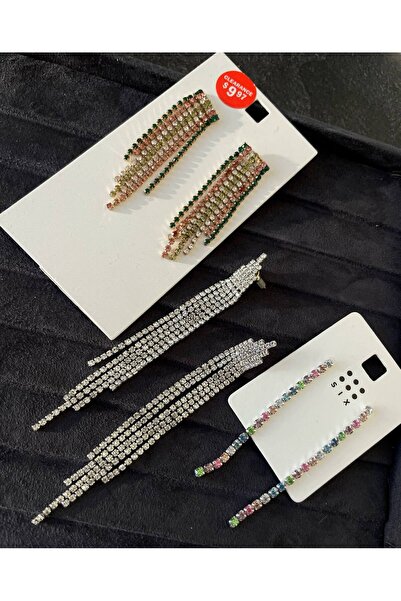 Luxiva 3 Pairs of Dangling Model Full Stone Women's Earrings Advantageous Pac...