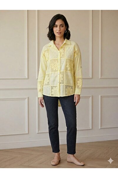 AYASOFYA OTANTIK Women's Italian Yellow Chrysanthemum Pattern D Lace Detailed...