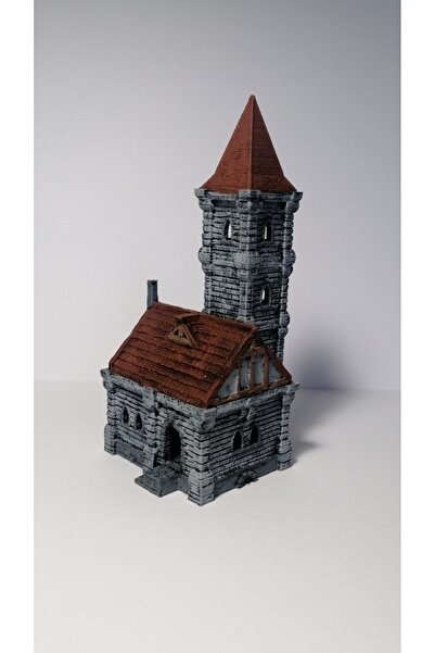 3D Baskı Minyatür 5.5*4.5*12.5 CM Ortaçağ Kilisesi - Teraryum Diorama ve Maket Minyatür Objeler