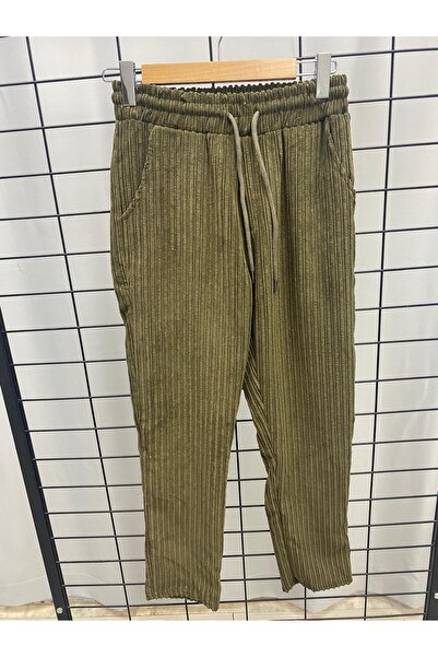 ARICA GİYİM Erkek Camel Kadife Fitilli Beli Lastikli Rahat Kalıp Pantolon