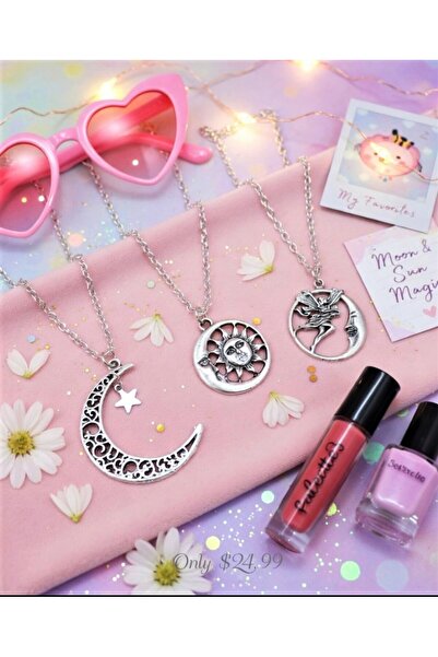 CemY Moon Fairy Gümüş Kolye 3 Adet
