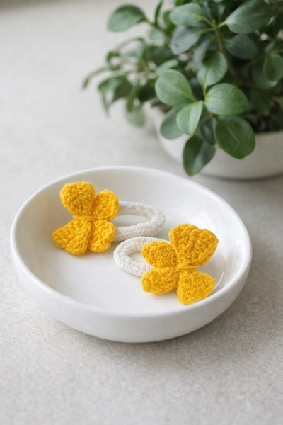 Gunessa Girl's Bow Butterfly Amigurumi Handmade Snap Buckle Set