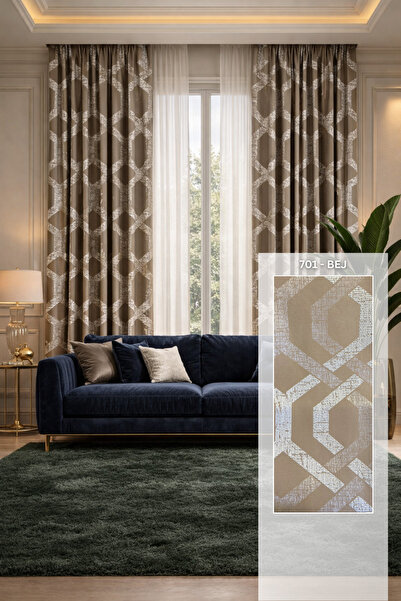 perlife Lüks Şık Salon Fon Perde Ağır Gramajlı 120 Dizim Modern Dekoratif Fon...