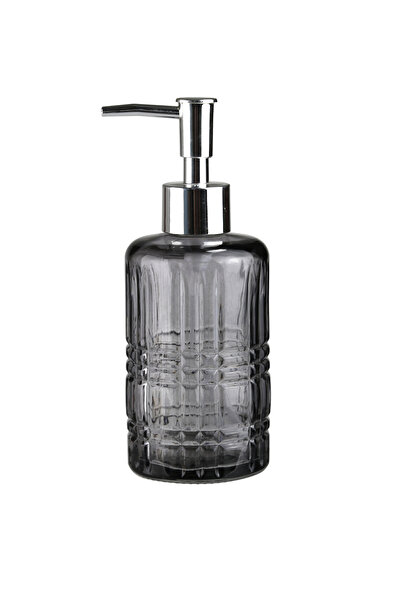 Bosphorus حامل صابون سائل زجاجي، كريستال دي منقوش رمادي، طقم حمام 300مل، 6.8×...