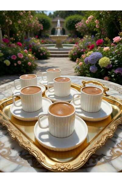 evinbizden 6-Piece Porcelain Coffee Cup Set