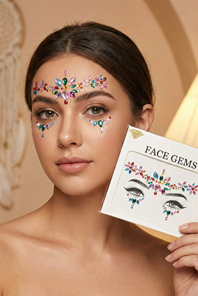 BearPear Çok Renkli Yüz Taşı Face Gems Parti Festival Makyaj Aksesuarı