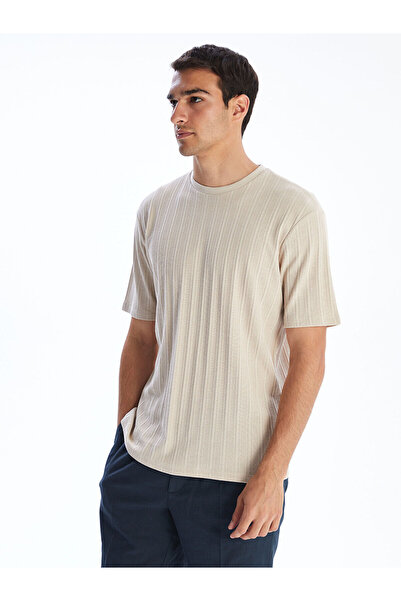 LC Waikiki Peak New Season Crew Neck Men's Textured T-Shirt