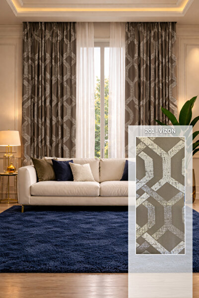 perlife Lüks Şık Salon Fon Perde Ağır Gramajlı 120 Dizim Modern Dekoratif Fon...