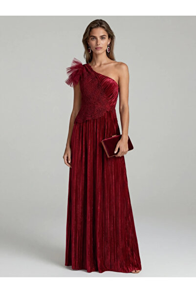 Ejolie Amber burgundy velvet long Velvet