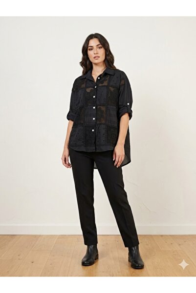 AYASOFYA OTANTIK Women's Italian Black Chrysanthemum Pattern D Lace Detailed ...