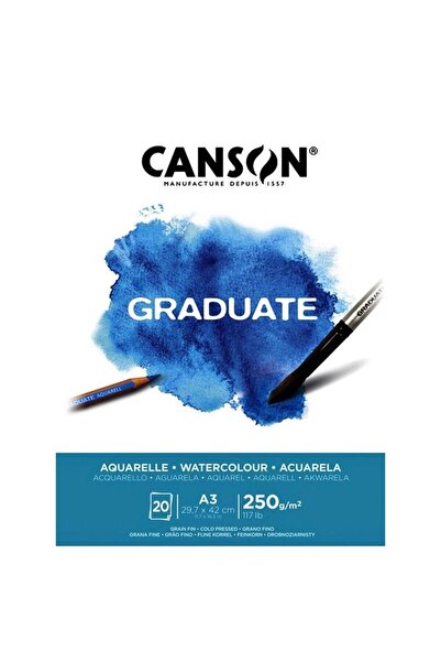 Canson Watercolor Block Graduate 20 Sheets A3 250 Gr