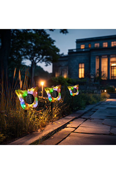 Garden of Eden Fluture solar cu țăruș – galben – 13 x 6,5 x 35 cm – LED alb c...