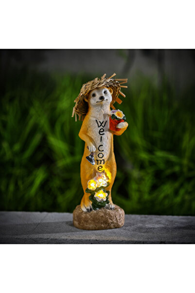 Garden of Eden Figurină solară LED - suricate „Welcome” - LED alb cald - 30 cm