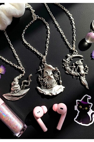 CemY Witches Cadılar Gümüş Kolye 3 Adet