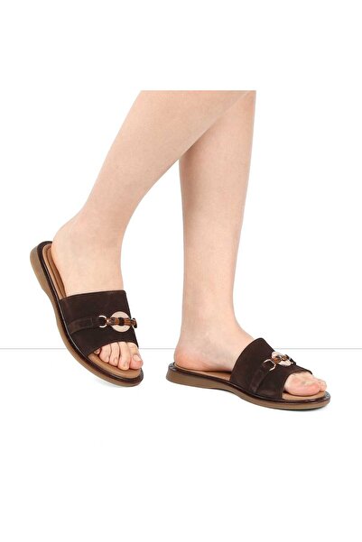 Deripabuc Справжня шкіра Коричневий замш Жіночі шкіряні капці DP26-26672