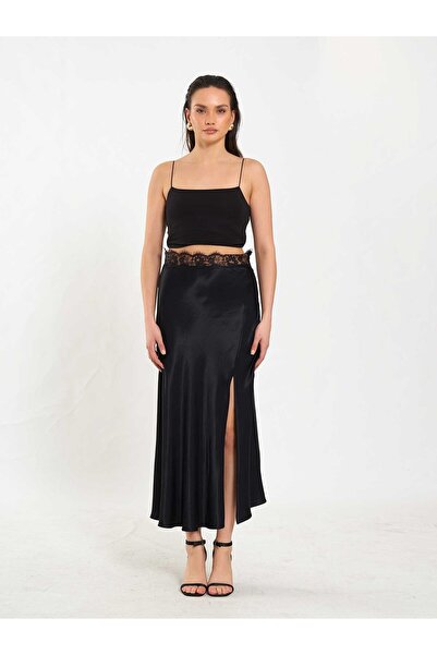 Coral 041181 Buy Lace Detailed Slit Skirt Black