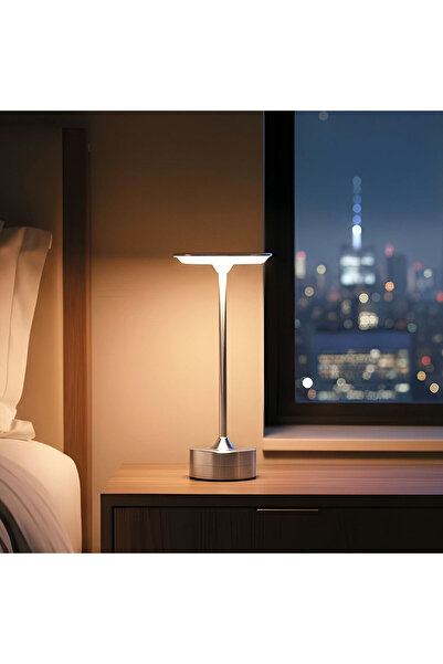 Phenom Lampă de masă - argint metal - căldură reglabilă color, luminozitate -...