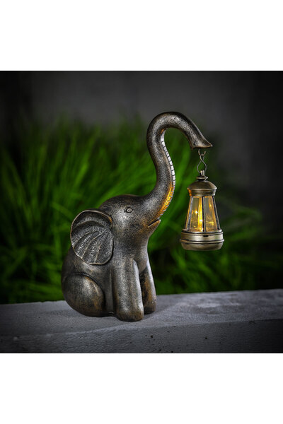 Garden of Eden Lampă solară LED – elefant – alb cald – plastic – 30,5 x 12 x ...