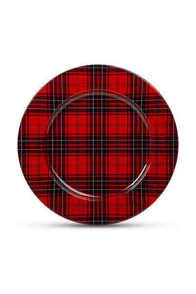 FAMİLY Christmas tray - metal - checkered - 33 cm