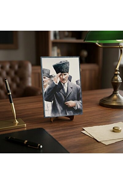 Hedea Atatürk Masaüstü Ahşap Tablo - Kabartmalı Baskı Şık Hediyelik 11x16 cm ...