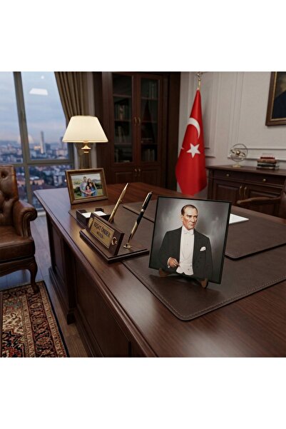 Hedea Atatürk Masaüstü Ahşap Tablo - Kabartmalı Baskı Şık Hediyelik 16x16 cm ...