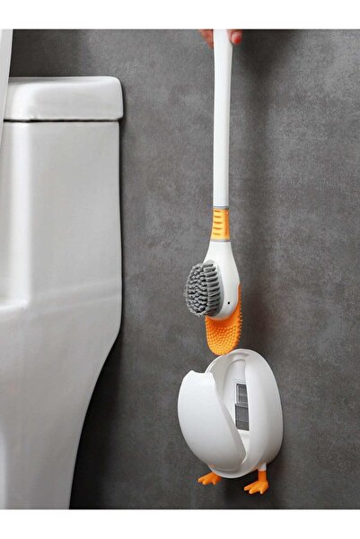 OEM Duck-shaped toilet brush holder - orange / white
