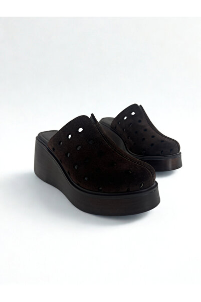 Deripabuc Справжня шкіра Коричневий замш Жіночі шкіряні капці DP26-1720