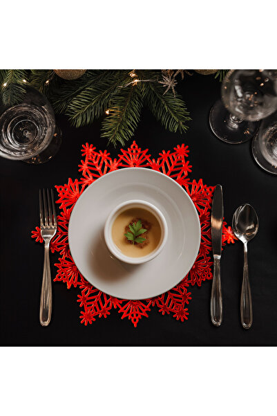 OEM Suport din silicon pentru vase – fulg de zăpadă – roșu – 38 cm