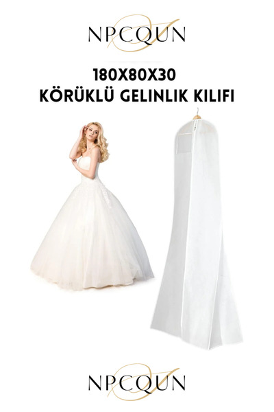 Elegans Gelinlik Kılıfı, Körüklü Gelinlik Koruma ve Taşıma Çantası Gelinlik Abiye Kılıfı Kalın Kılıf