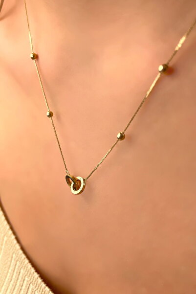 Altınaşkı Çift Halka Altın Kolye